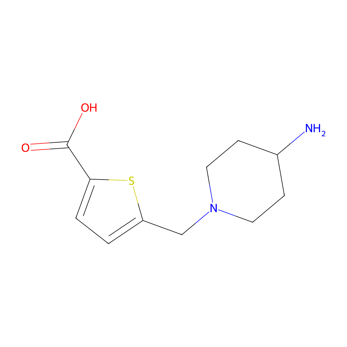 5-[(4-Aminopiperidin-1-yl)methyl]thiophene-2-carboxylic acid molecular structure, CAS 1174863-10-5