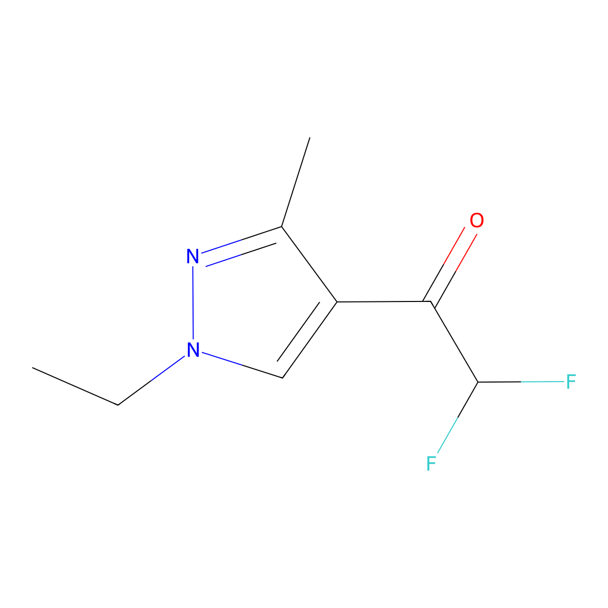 1-(1-ethyl-3-methyl-1H-pyrazol-4-yl)-2,2-difluoroethanone molecular structure, CAS 1174864-51-7