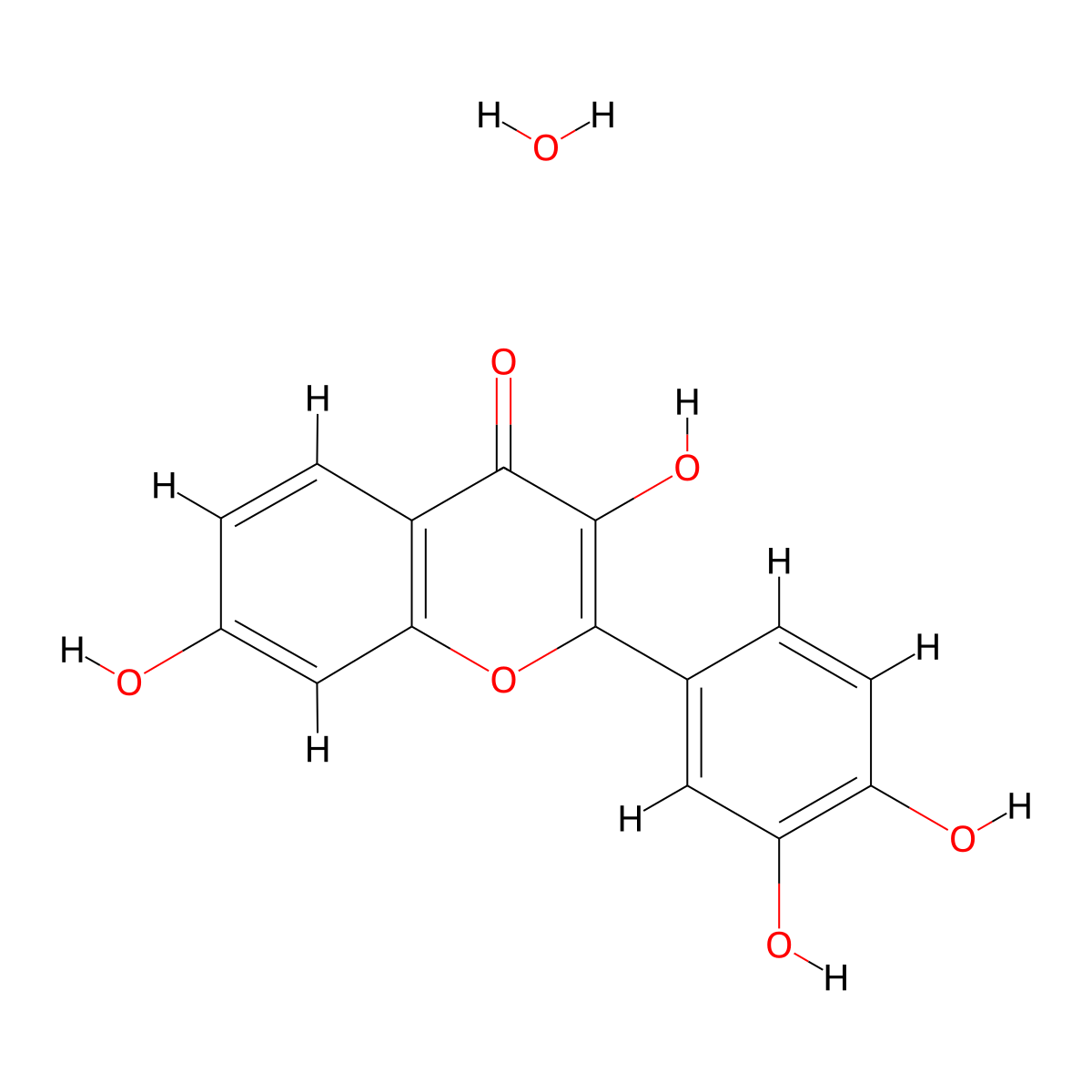 2-(3,4-Dihydroxyphenyl)-3,7-dihydroxy-4H-1-benzopyran-4-one--water (1/1) molecular structure, CAS 1174865-69-0