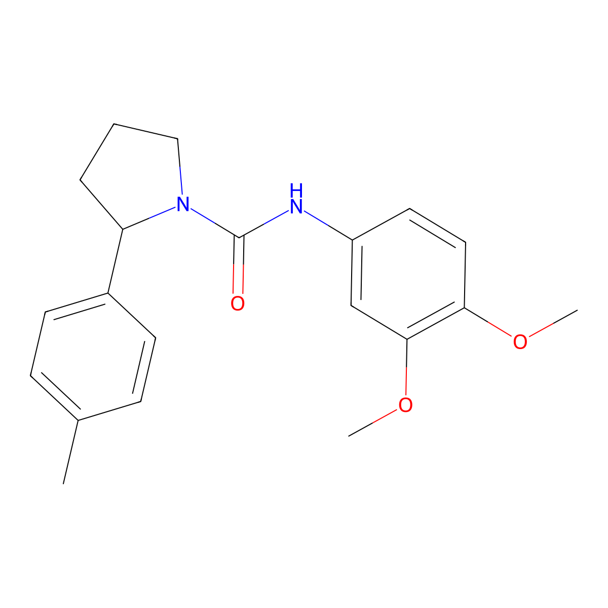 N-(3,4-dimethoxyphenyl)-2-(4-methylphenyl)pyrrolidine-1-carboxamide molecular structure, CAS 1174868-98-4