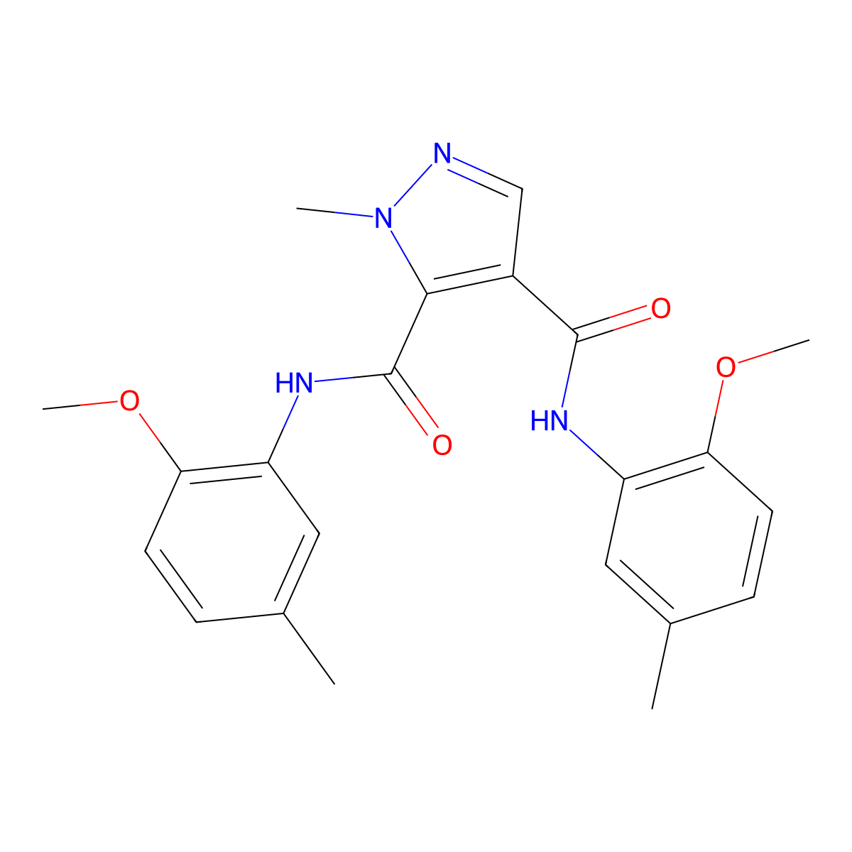 N4,N5-Bis(2-methoxy-5-methylphenyl)-1-methyl-1H-pyrazole-4,5-dicarboxamide molecular structure, CAS 1174869-08-9
