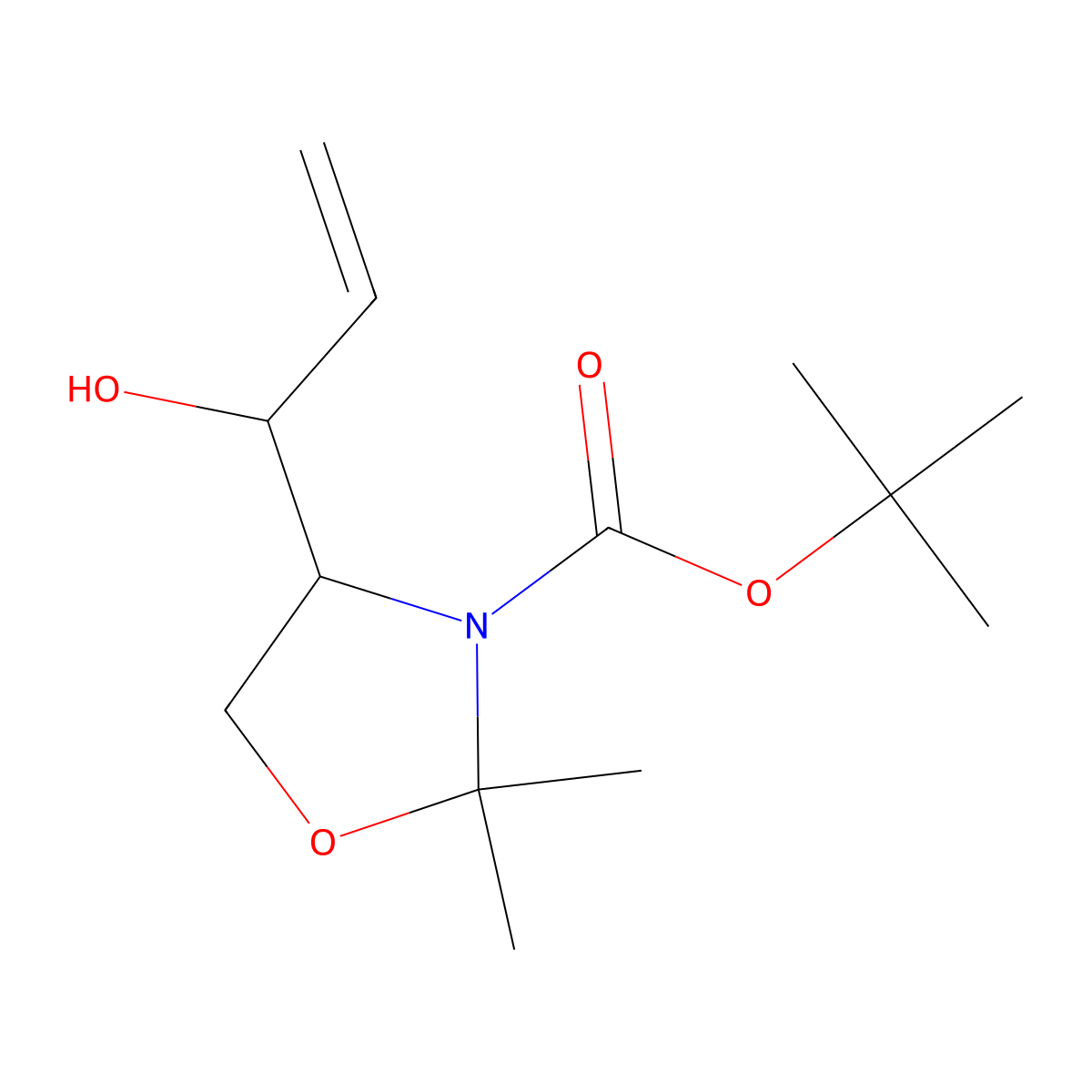 tert-butyl (4S)-4-[(1R)-1-hydroxyprop-2-en-1-yl]-2,2-dimethyl-1,3-oxazolidine-3-carboxylate molecular structure, CAS 117487-58-8