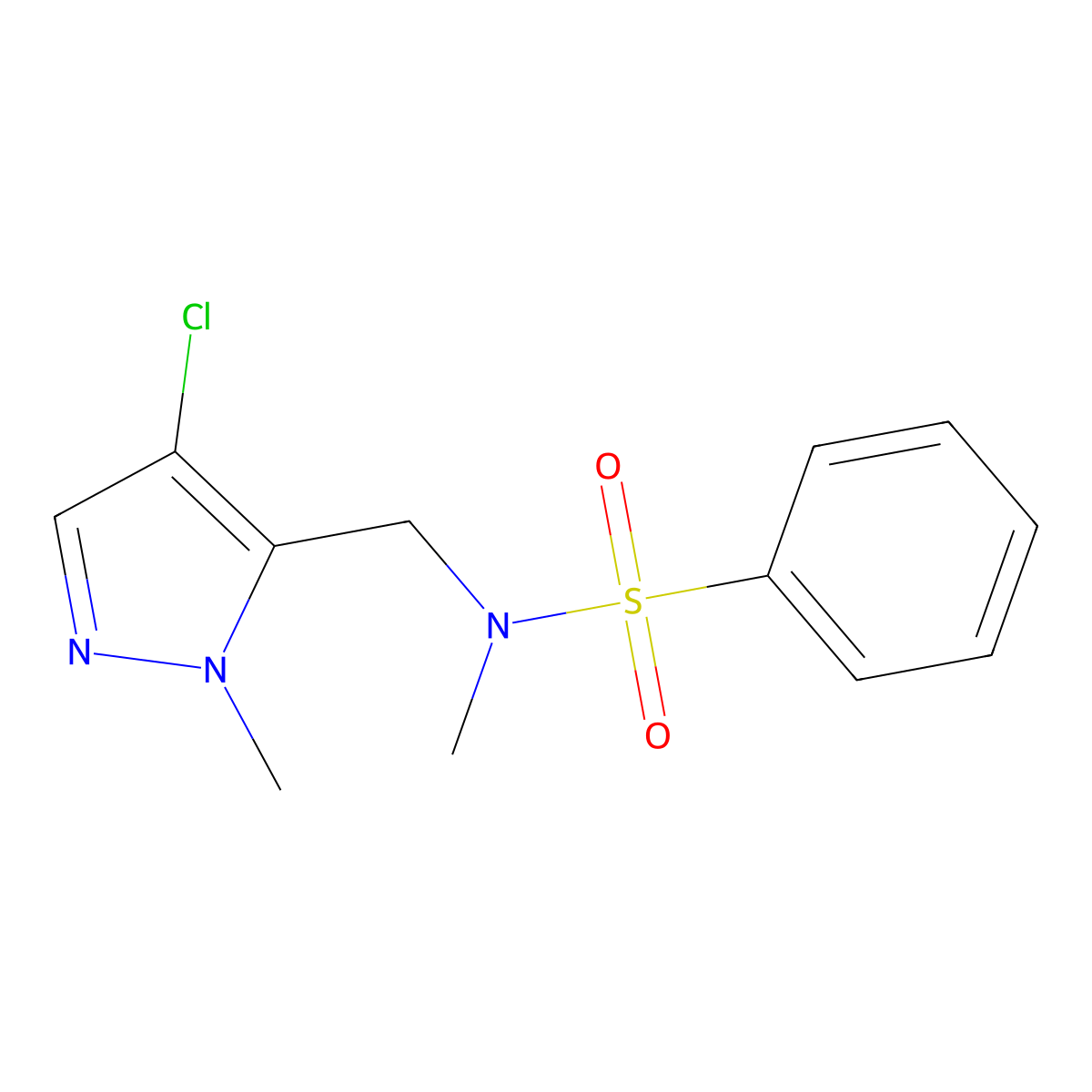 N-[(4-chloro-1-methyl-1H-pyrazol-5-yl)methyl]-N-methylbenzenesulfonamide molecular structure, CAS 1174870-82-6