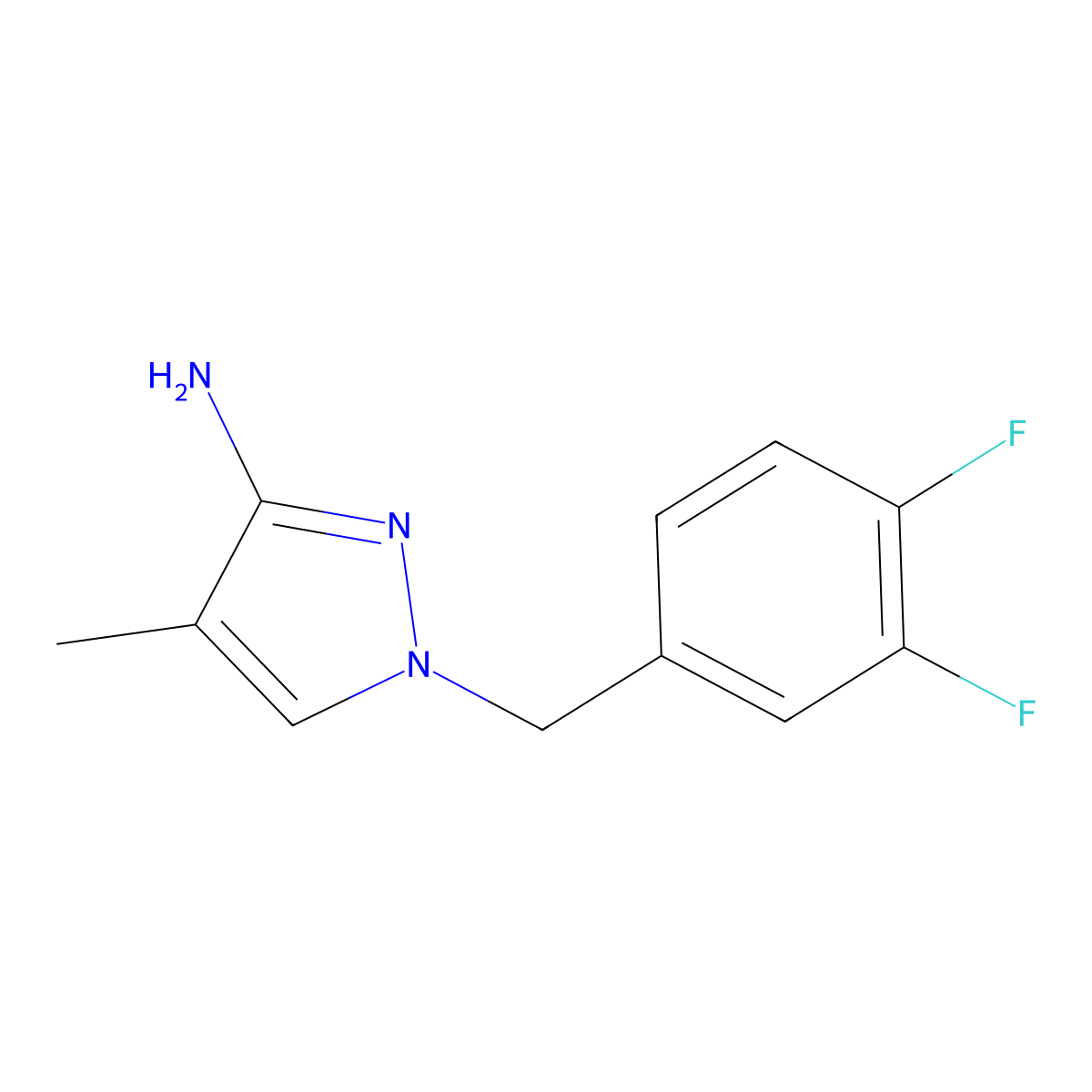 1-(3,4-difluorobenzyl)-4-methyl-1H-pyrazol-3-amine molecular structure, CAS 1174870-83-7