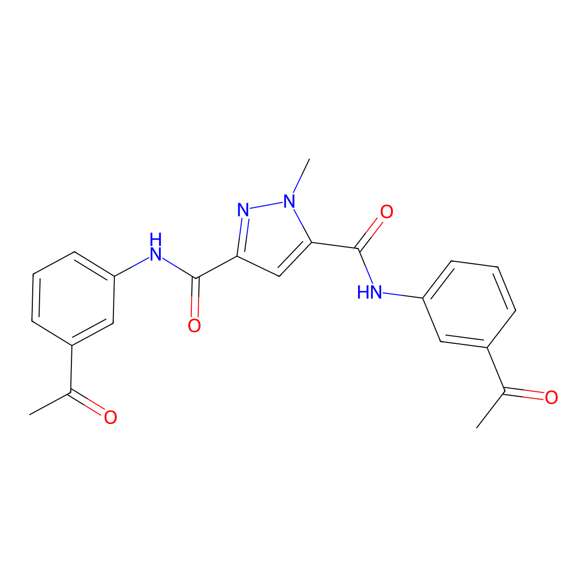 N3,N5-Bis(3-acetylphenyl)-1-methyl-1H-pyrazole-3,5-dicarboxamide molecular structure, CAS 1174871-56-7