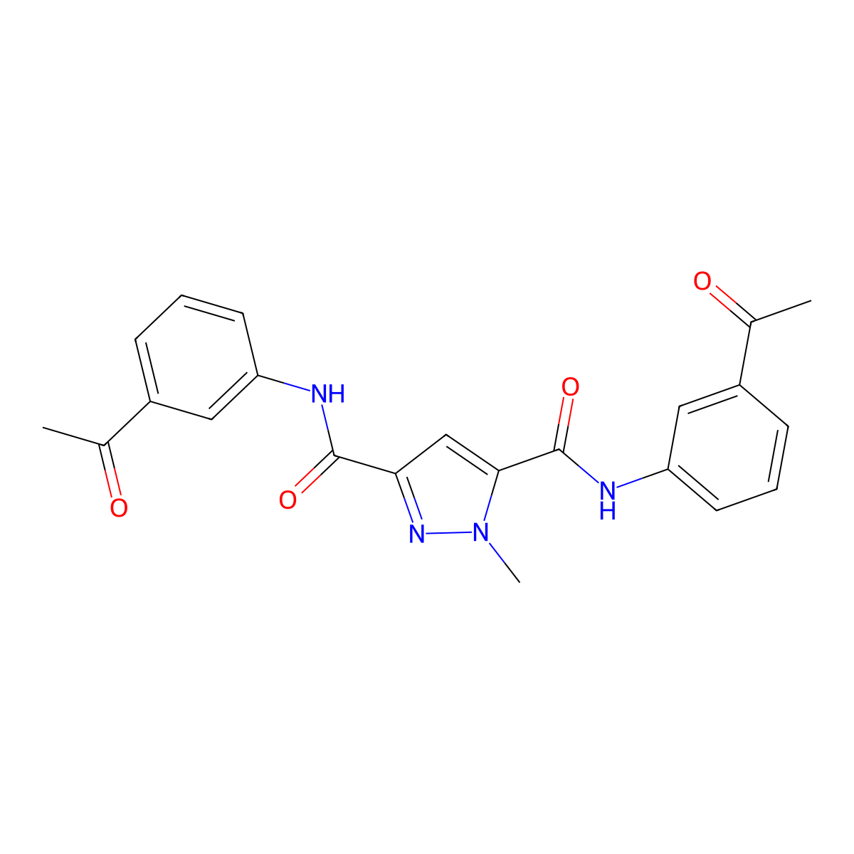 N3,N5-Bis(3-acetylphenyl)-1-methyl-1H-pyrazole-3,5-dicarboxamide molecular structure, CAS 1174871-56-7