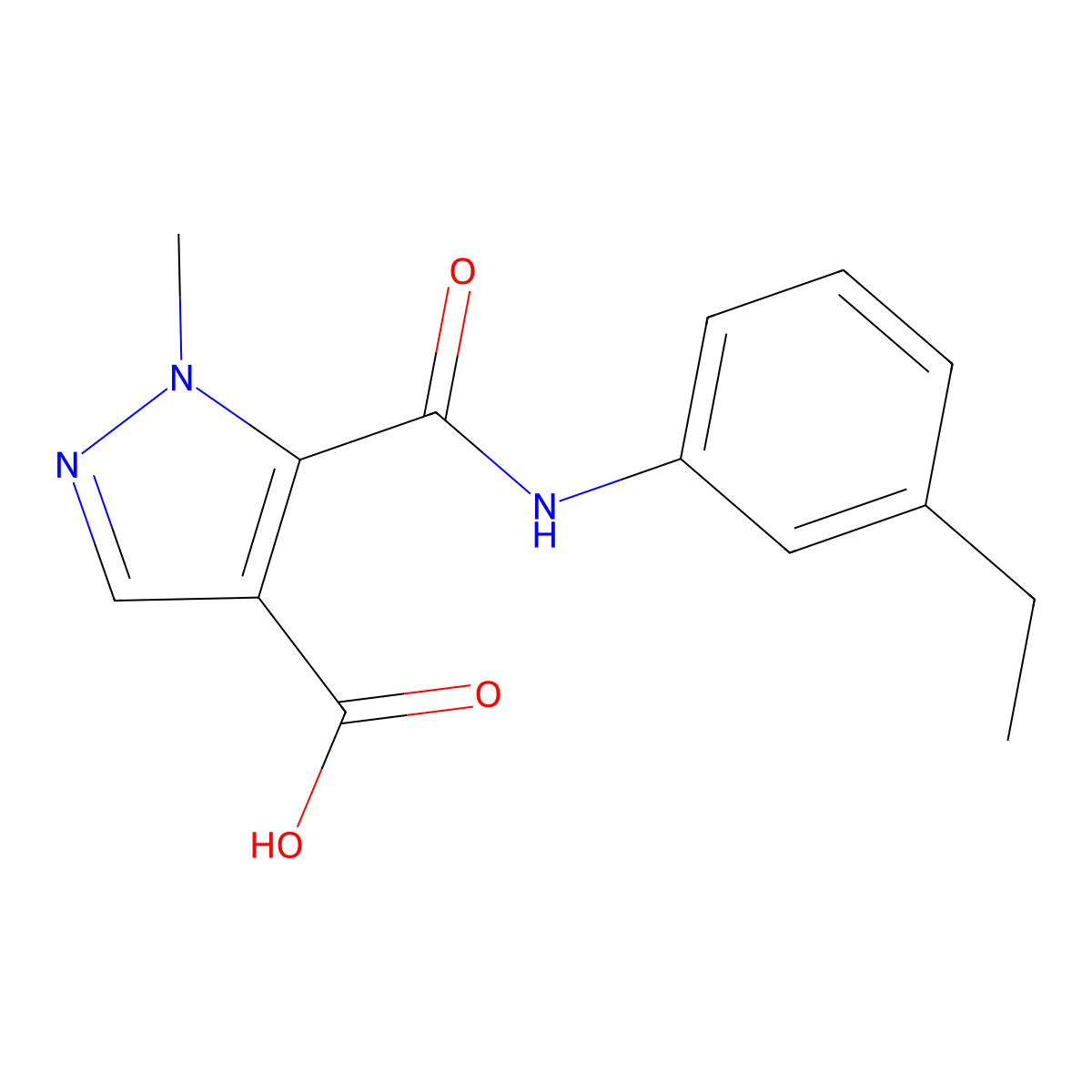 5-((3-ethylphenyl)carbamoyl)-1-methyl-1H-pyrazole-4-carboxylic acid molecular structure, CAS 1174871-72-7