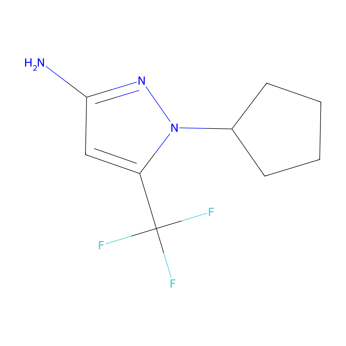 1-cyclopentyl-5-(trifluoromethyl)-1H-pyrazol-3-amine molecular structure, CAS 1174872-34-4