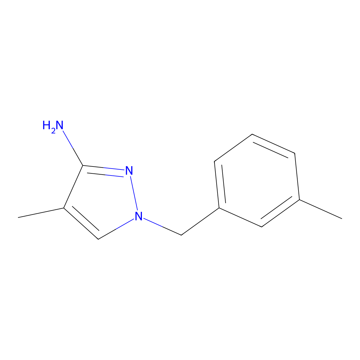 4-methyl-1-(3-methylbenzyl)-1H-pyrazol-3-amine molecular structure, CAS 1174872-84-4