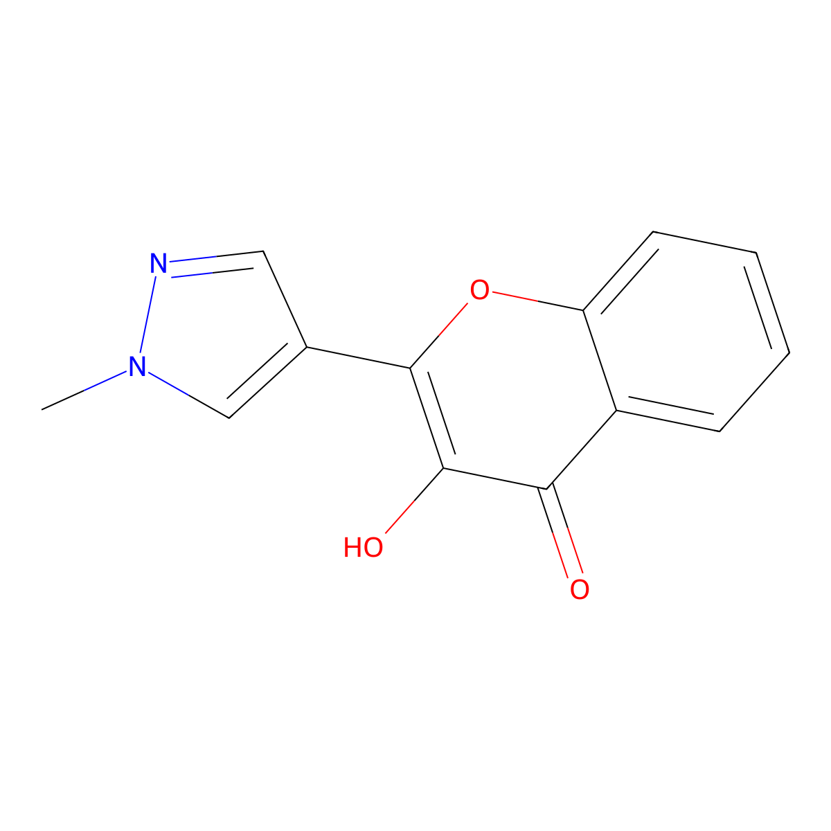 3-hydroxy-2-(1-methyl-1H-pyrazol-4-yl)-4H-chromen-4-one molecular structure, CAS 1174874-54-4