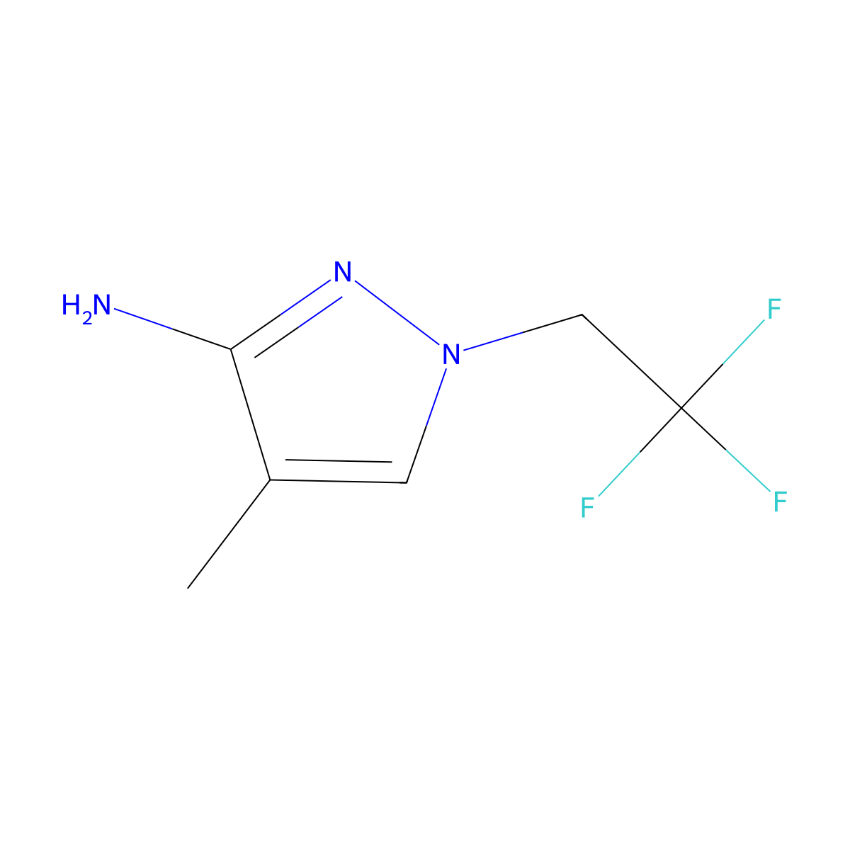 4-methyl-1-(2,2,2-trifluoroethyl)-1H-pyrazol-3-amine molecular structure, CAS 1174876-14-2
