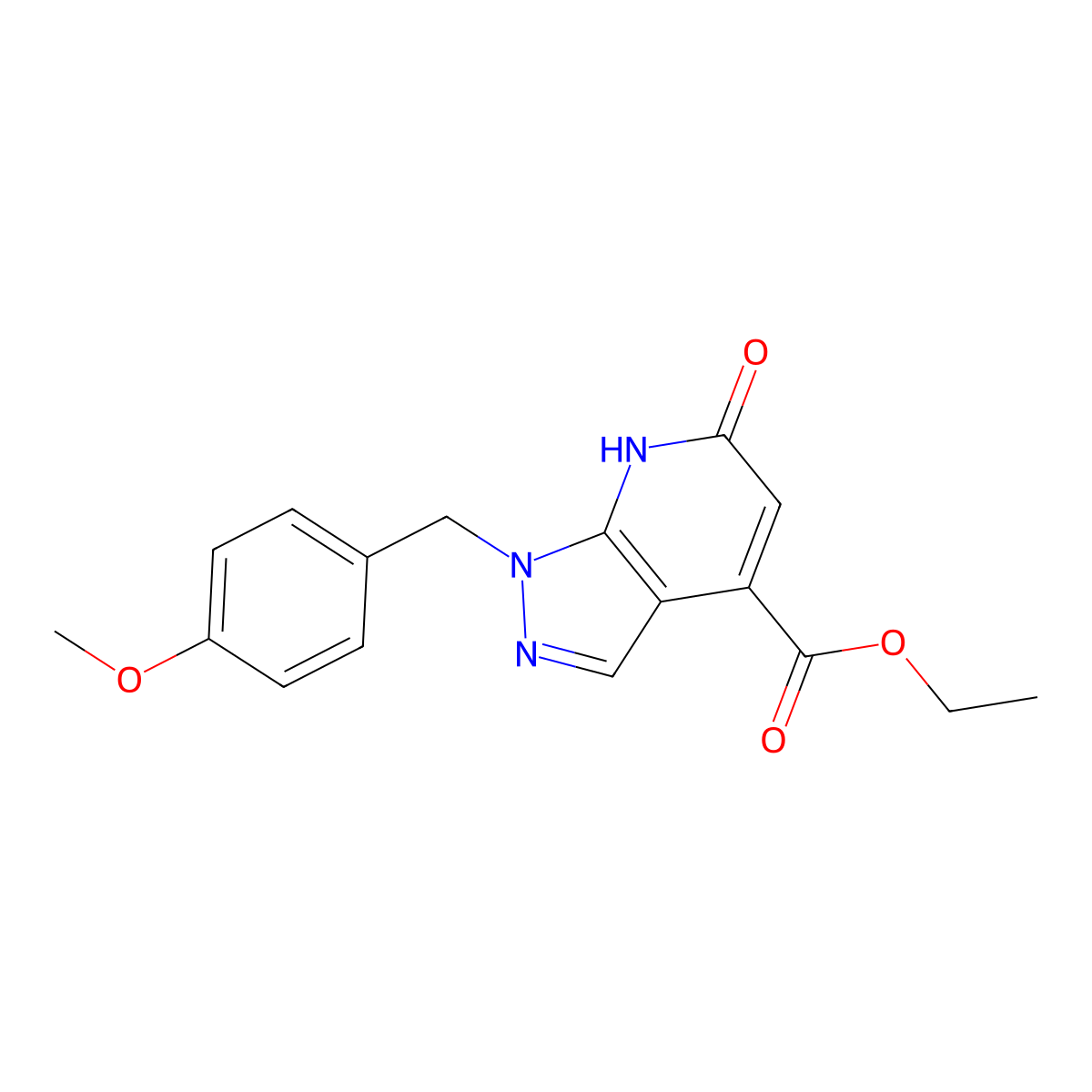 ethyl 1-(4-methoxybenzyl)-6-oxo-6,7-dihydro-1H-pyrazolo[3,4-b]pyridine-4-carboxylate molecular structure, CAS 1174876-30-2