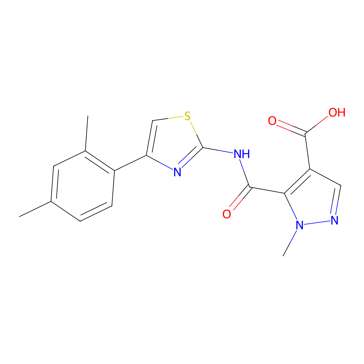 5-{[4-(2,4-dimethylphenyl)-1,3-thiazol-2-yl]carbamoyl}-1-methyl-1H-pyrazole-4-carboxylic acid molecular structure, CAS 1174876-69-7