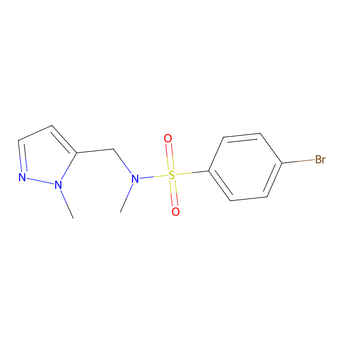 4-bromo-N-methyl-N-[(1-methyl-1H-pyrazol-5-yl)methyl]benzenesulfonamide molecular structure, CAS 1174877-58-7