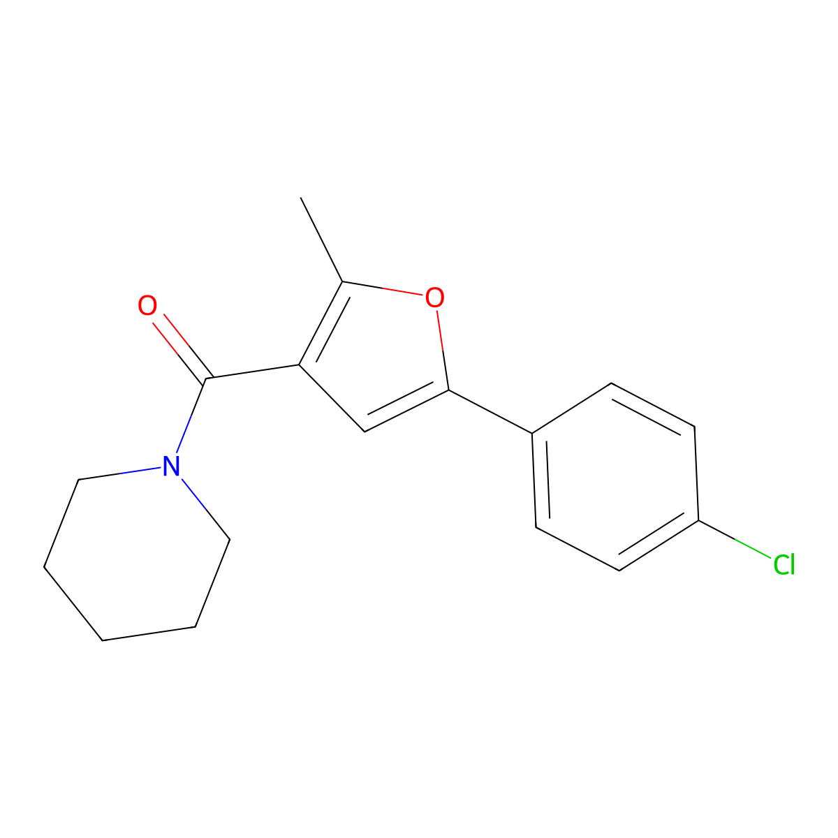 1-[5-(4-Chlorophenyl)-2-methyl-3-furoyl]piperidine molecular structure, CAS 1174877-76-9