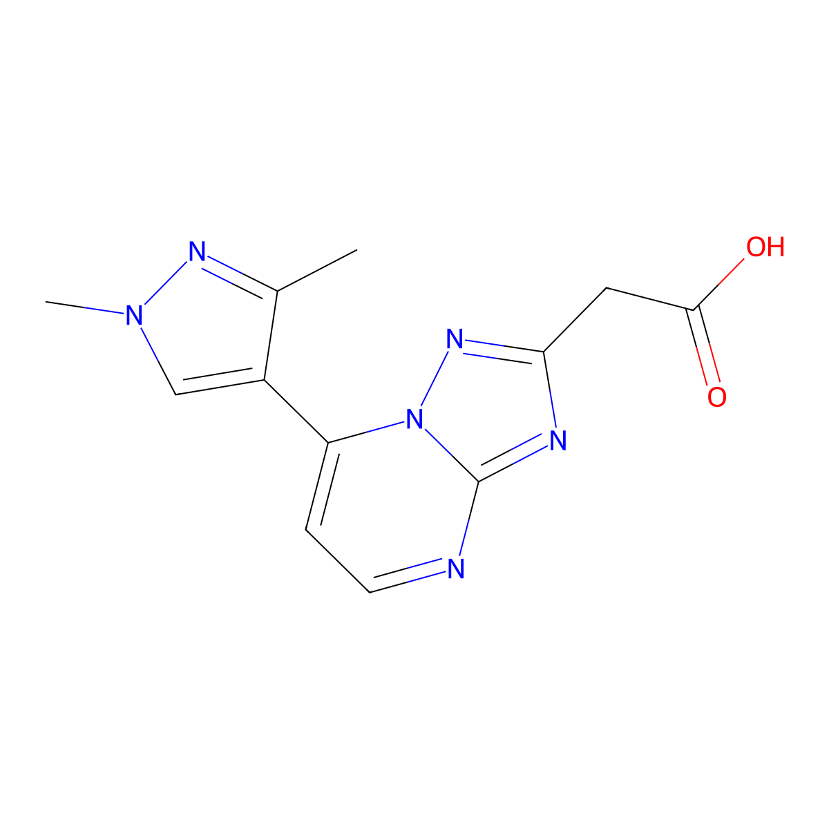 [7-(1,3-dimethyl-1H-pyrazol-4-yl)[1,2,4]triazolo[1,5-a]pyrimidin-2-yl]acetic acid molecular structure, CAS 1174878-01-3