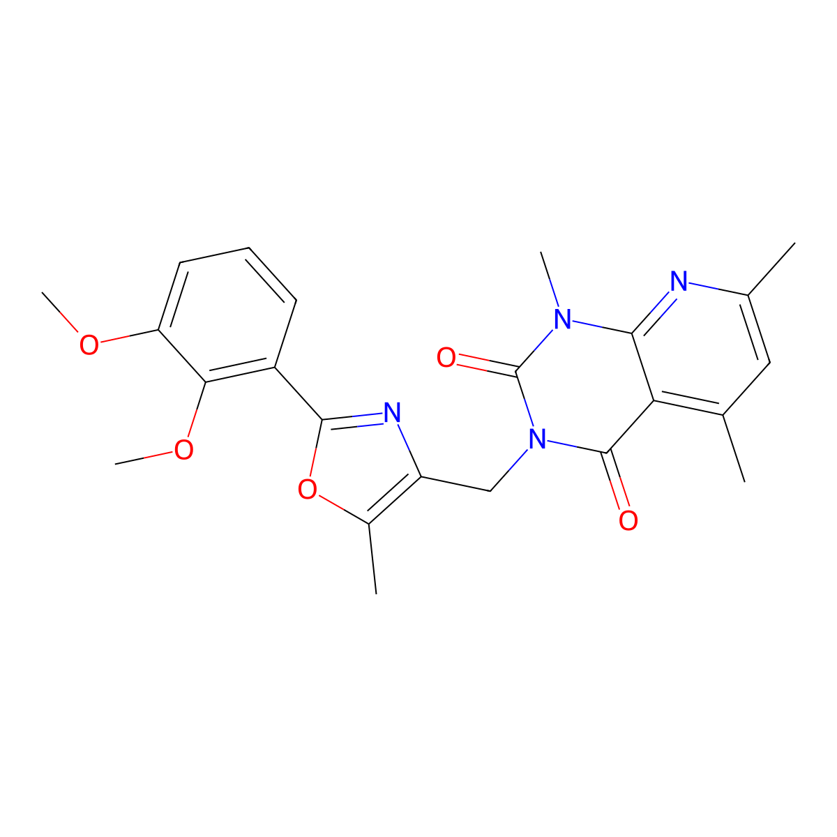 3-[[2-(2,3-Dimethoxyphenyl)-5-methyl-4-oxazolyl]methyl]-1,5,7-trimethylpyrido[2,3-d]pyrimidine-2,4(1H,3H)-dione molecular structure, CAS 1174878-31-9