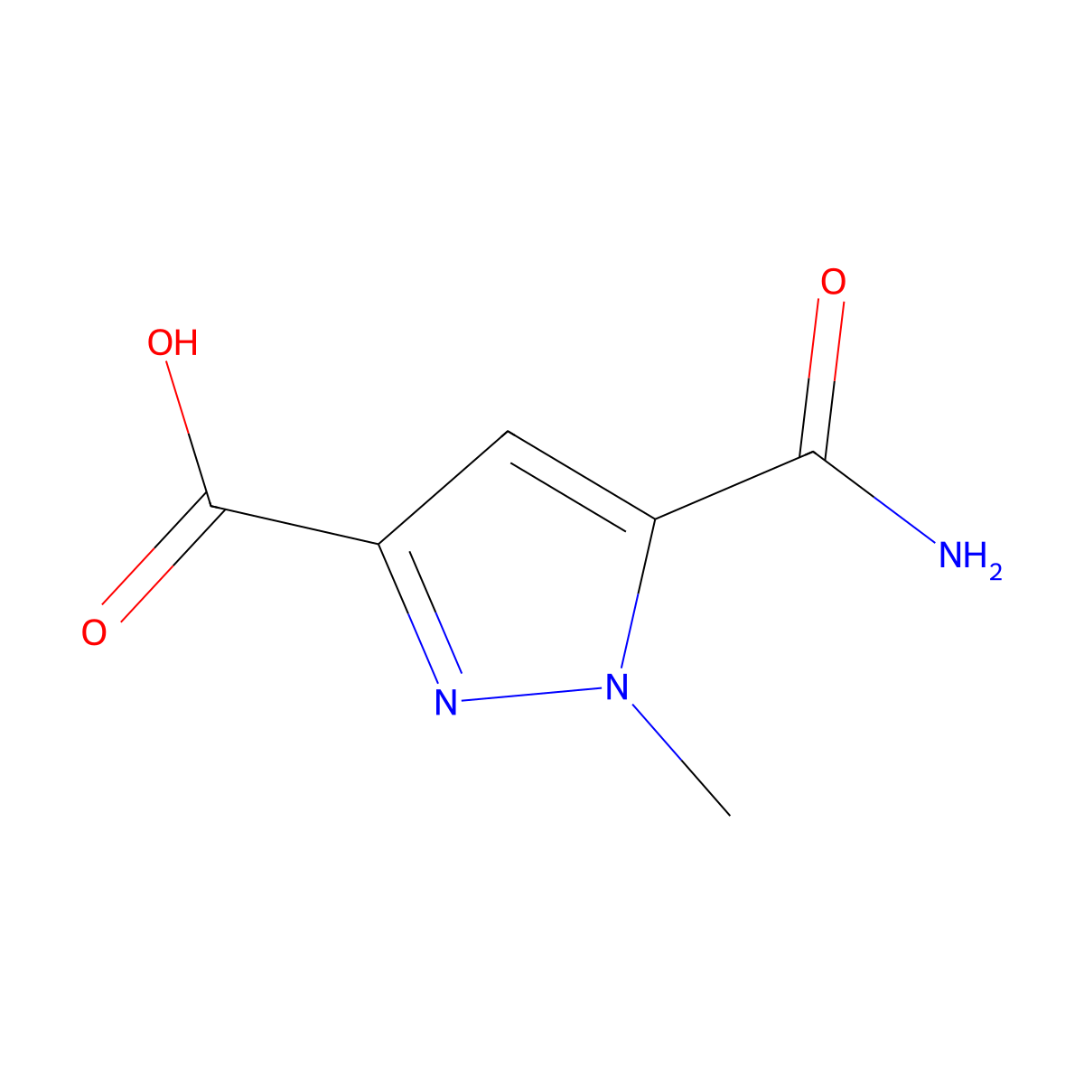 5-carbamoyl-1-methyl-1H-pyrazole-3-carboxylic acid molecular structure, CAS 1174878-96-6