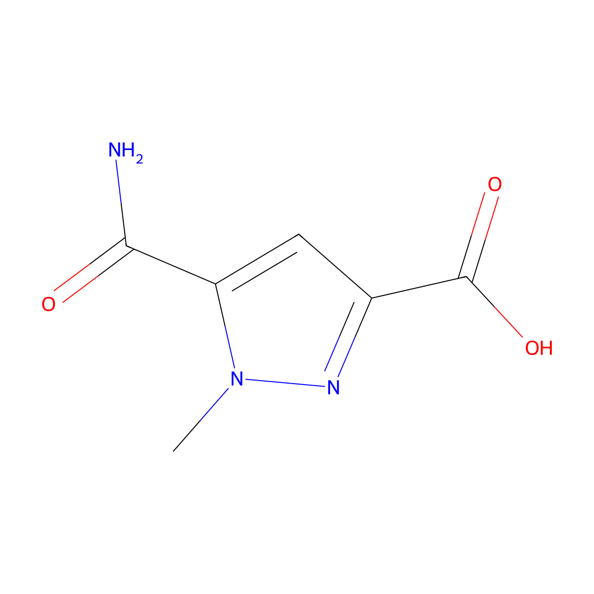 5-carbamoyl-1-methyl-1H-pyrazole-3-carboxylic acid molecular structure, CAS 1174878-96-6