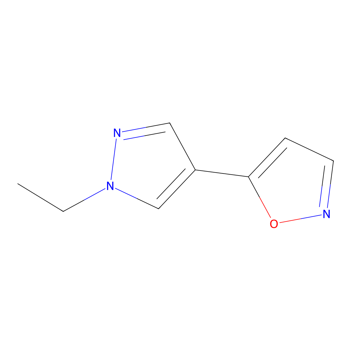 5-(1-Ethyl-1H-pyrazol-4-yl)isoxazole molecular structure, CAS 1174879-25-4