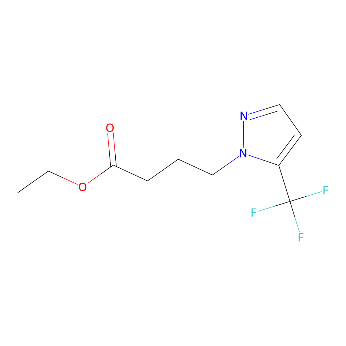 ethyl 4-[5-(trifluoromethyl)-1H-pyrazol-1-yl]butanoate molecular structure, CAS 1174880-02-4
