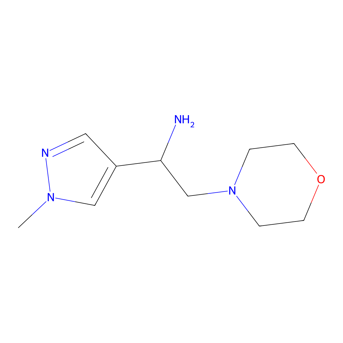 1-(1-Methyl-1H-pyrazol-4-yl)-2-morpholinoethanamine molecular structure, CAS 1174880-31-9