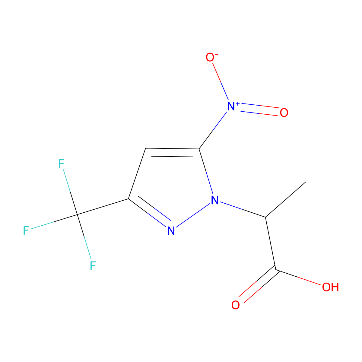 2-(5-Nitro-3-(trifluoromethyl)-1H-pyrazol-1-yl)propanoic acid molecular structure, CAS 1174880-32-0
