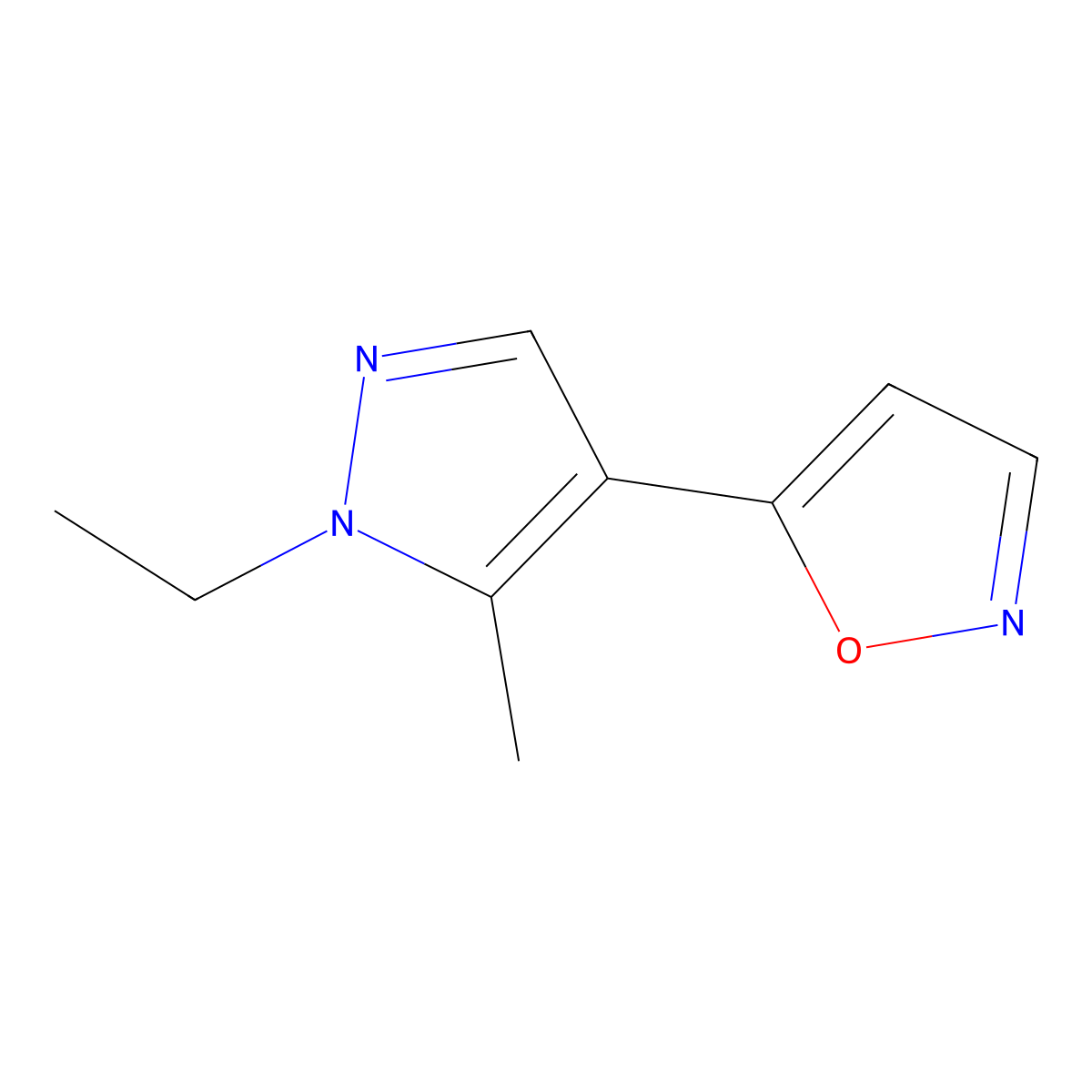 5-(1-Ethyl-5-methyl-1H-pyrazol-4-yl)isoxazole molecular structure, CAS 1174882-04-2