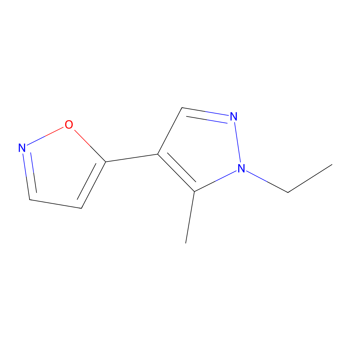5-(1-Ethyl-5-methyl-1H-pyrazol-4-yl)isoxazole molecular structure, CAS 1174882-04-2
