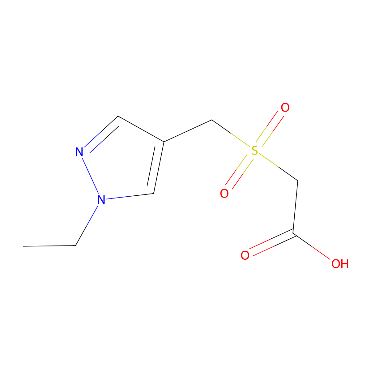 2-((1-ethyl-1H-pyrazol-4-yl)methanesulfonyl)acetic acid molecular structure, CAS 1174882-19-9