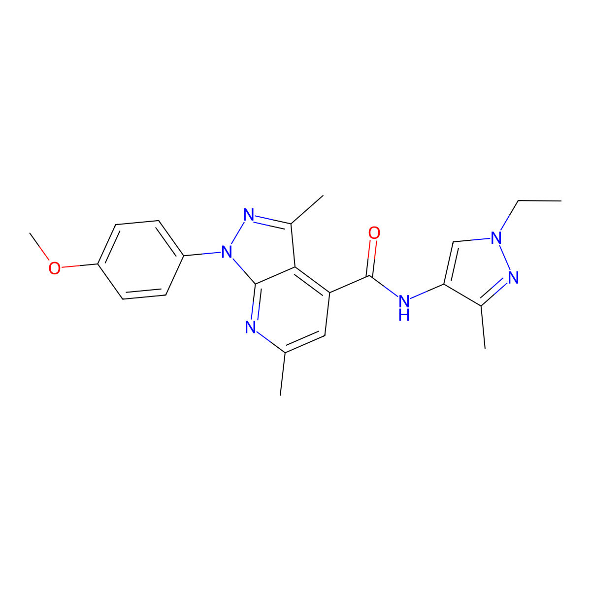 N-(1-Ethyl-3-methyl-1H-pyrazol-4-yl)-1-(4-methoxyphenyl)-3,6-dimethyl-1H-pyrazolo[3,4-b]pyridine-4-carboxamide molecular structure, CAS 1174882-86-0