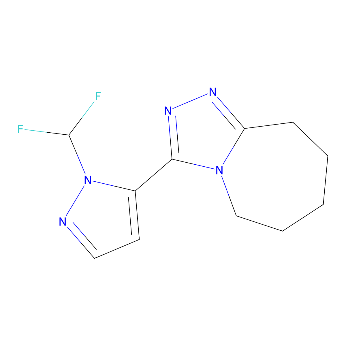 3-(1-(Difluoromethyl)-1H-pyrazol-5-yl)-6,7,8,9-tetrahydro-5H-[1,2,4]triazolo[4,3-a]azepine molecular structure, CAS 1174883-73-8