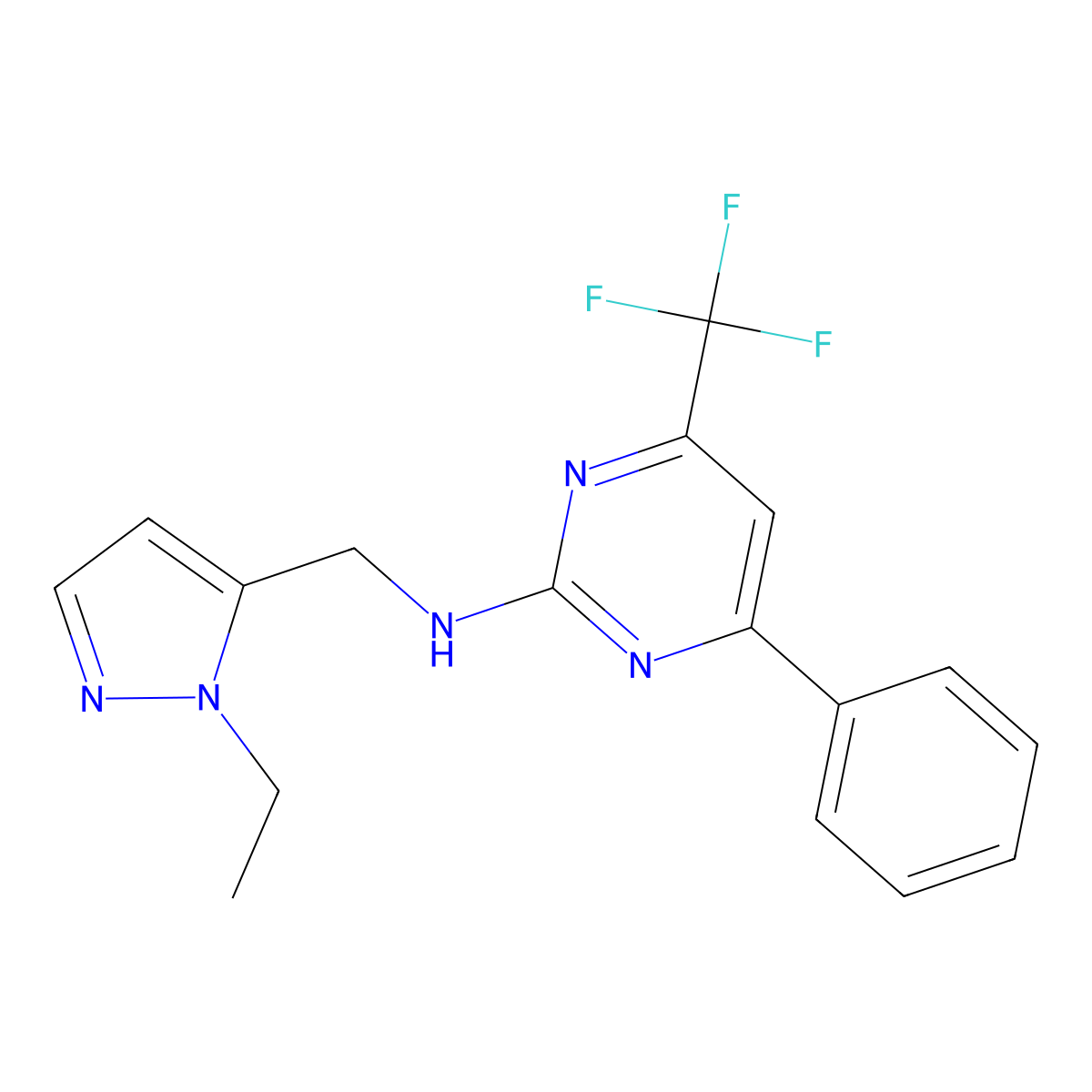 N-[(1-Ethyl-1H-pyrazol-5-yl)methyl]-4-phenyl-6-(trifluoromethyl)-2-pyrimidinamine molecular structure, CAS 1174883-74-9