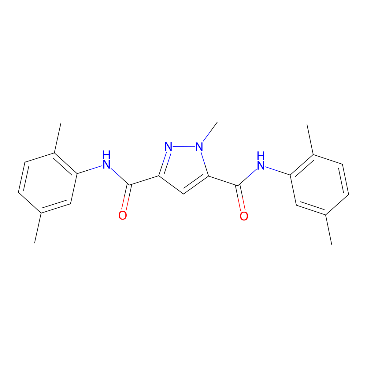 N,N'-bis(2,5-dimethylphenyl)-1-methyl-1H-pyrazole-3,5-dicarboxamide molecular structure, CAS 1174885-66-5