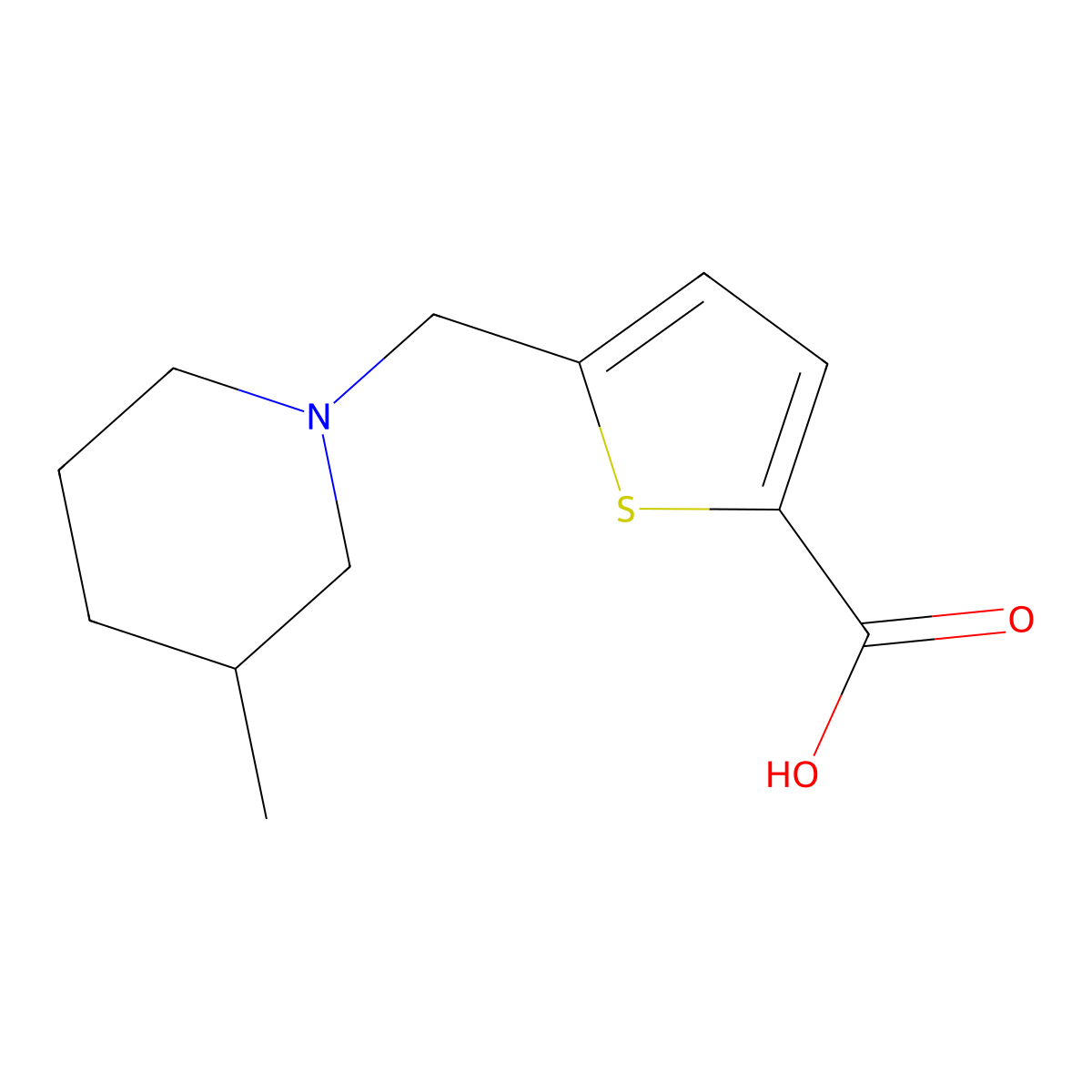 5-[(3-Methylpiperidin-1-yl)methyl]thiophene-2-carboxylic acid molecular structure, CAS 1174887-28-5