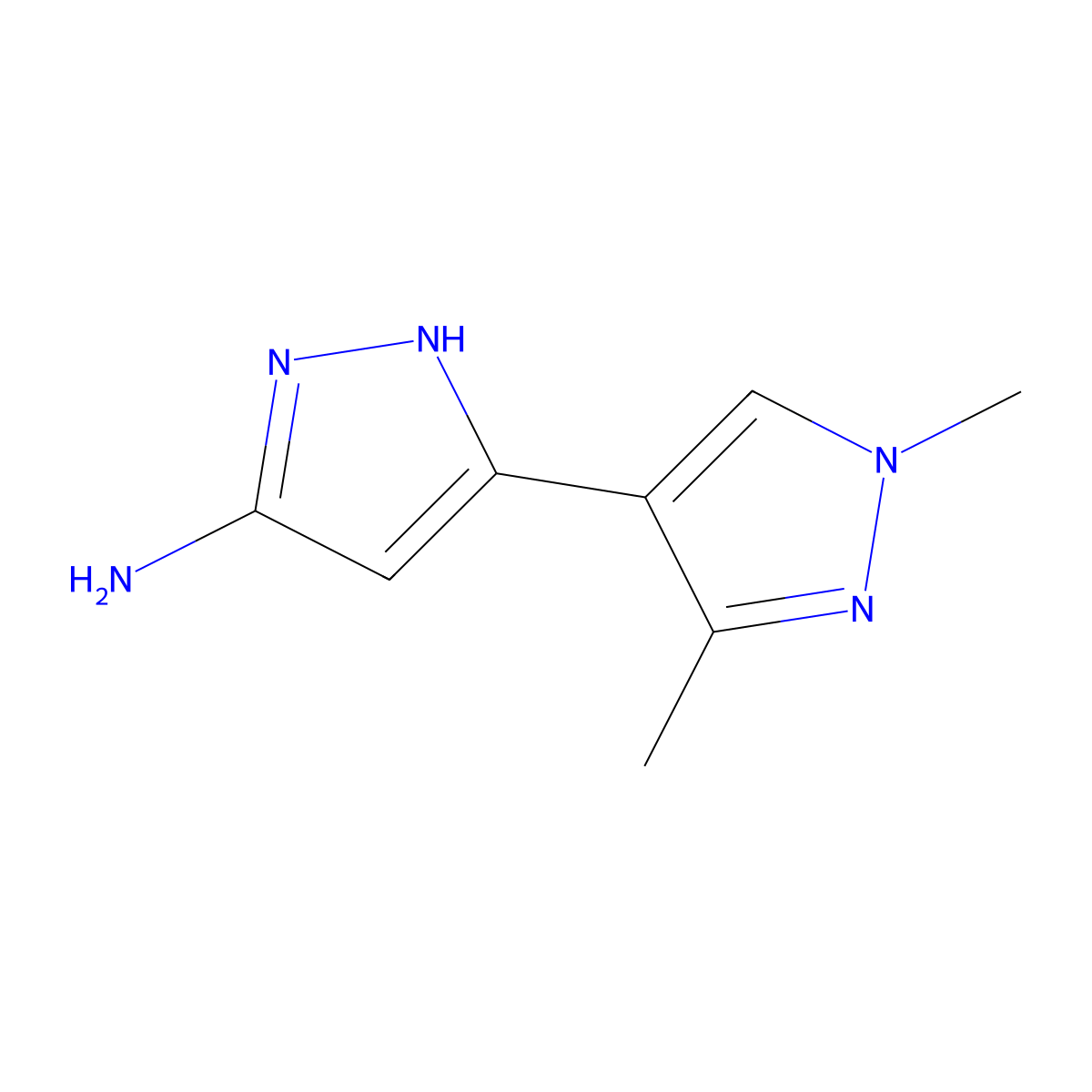 5-(1,3-dimethyl-1H-pyrazol-4-yl)-1H-pyrazol-3-amine molecular structure, CAS 1174894-36-0