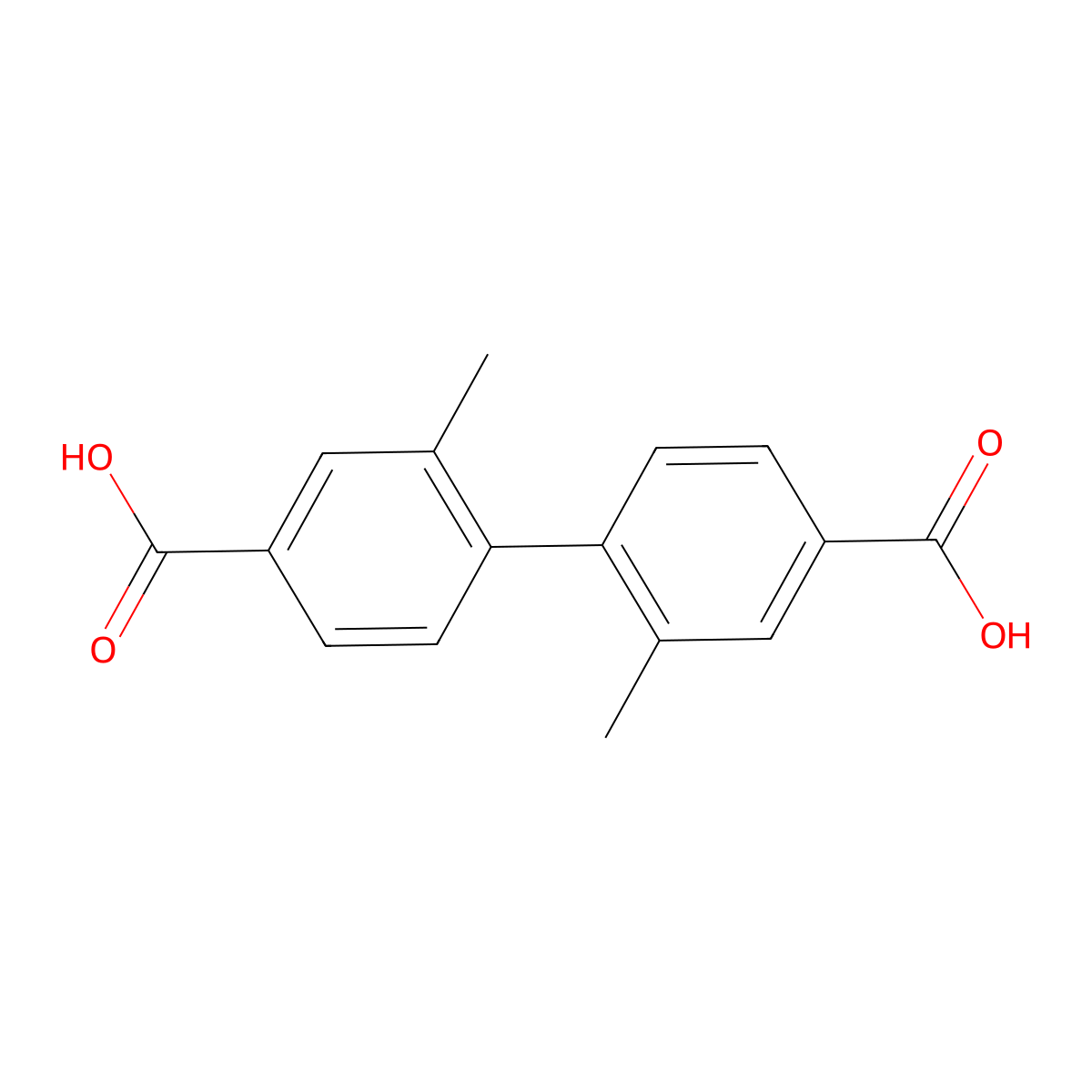 2,2'-Dimethyl-4,4'-biphenyldicarboxylic acid molecular structure, CAS 117490-52-5