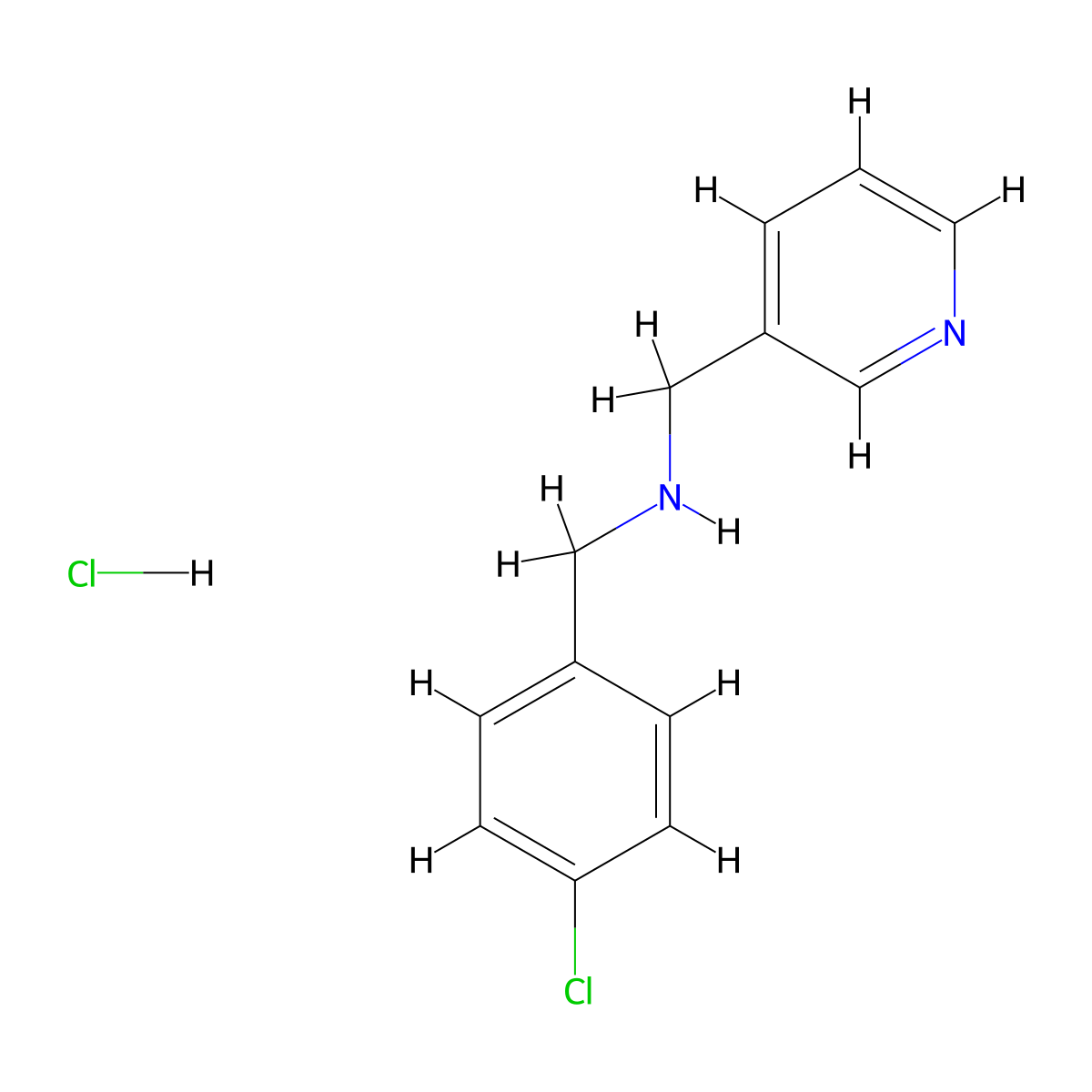 N-(4-Chlorobenzyl)-1-(pyridin-3-yl)methanamine hydrochloride molecular structure, CAS 1174907-44-8