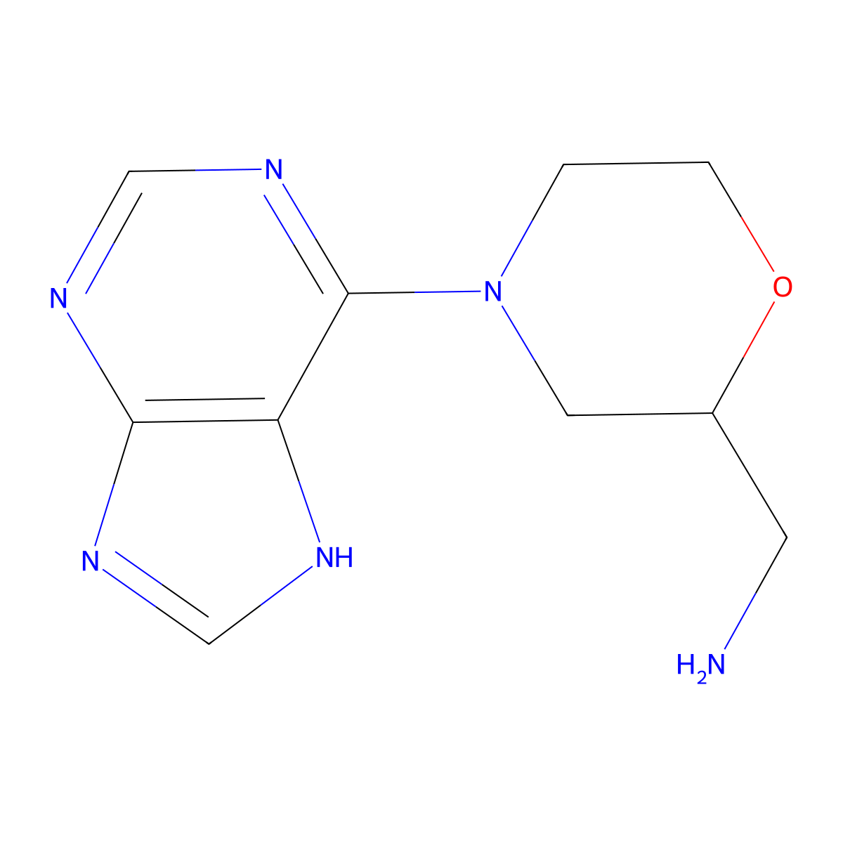 [4-(7H-Purin-6-yl)morpholin-2-yl]methanamine molecular structure, CAS 1174913-71-3