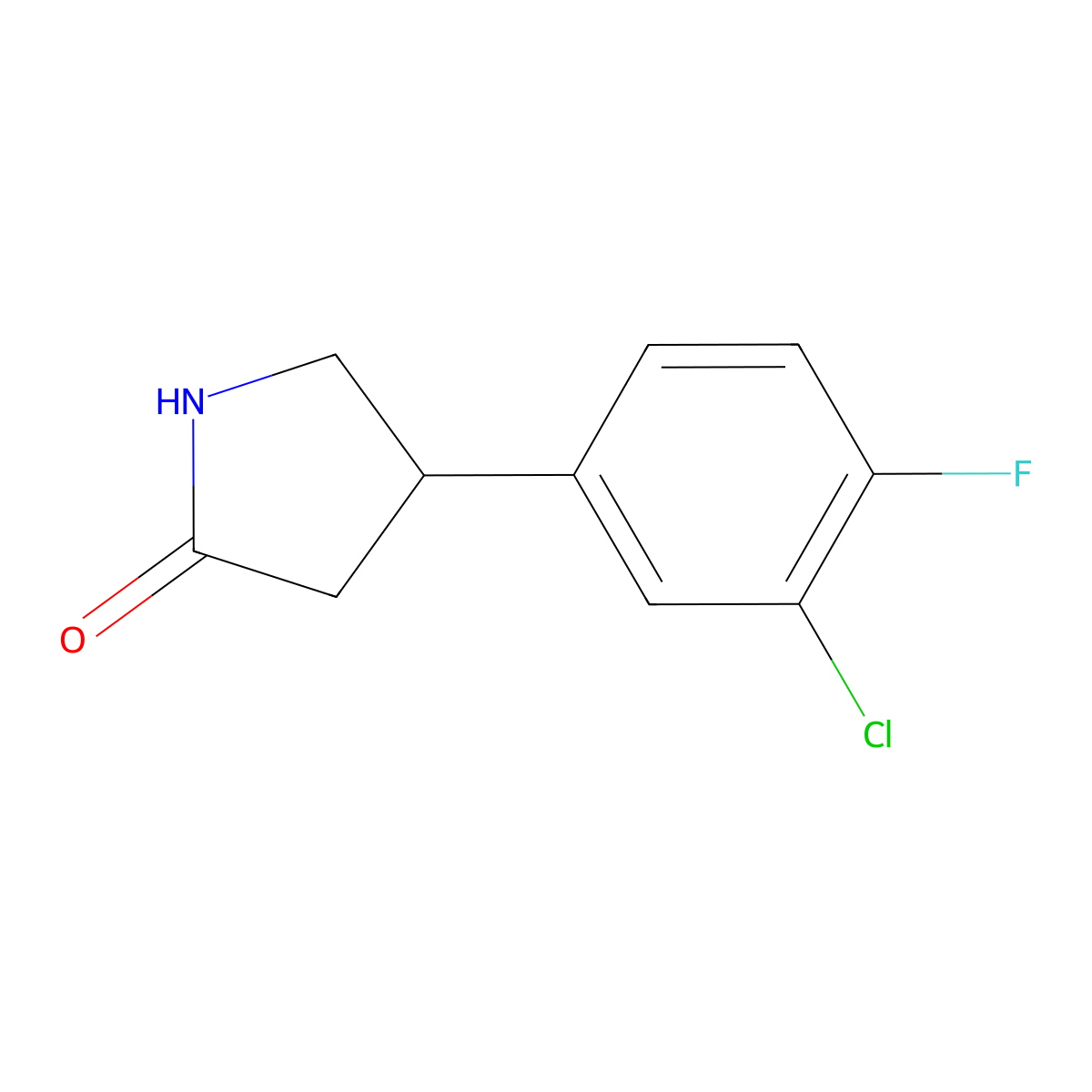 4-(3-Chloro-4-fluorophenyl)pyrrolidin-2-one molecular structure, CAS 1174935-60-4