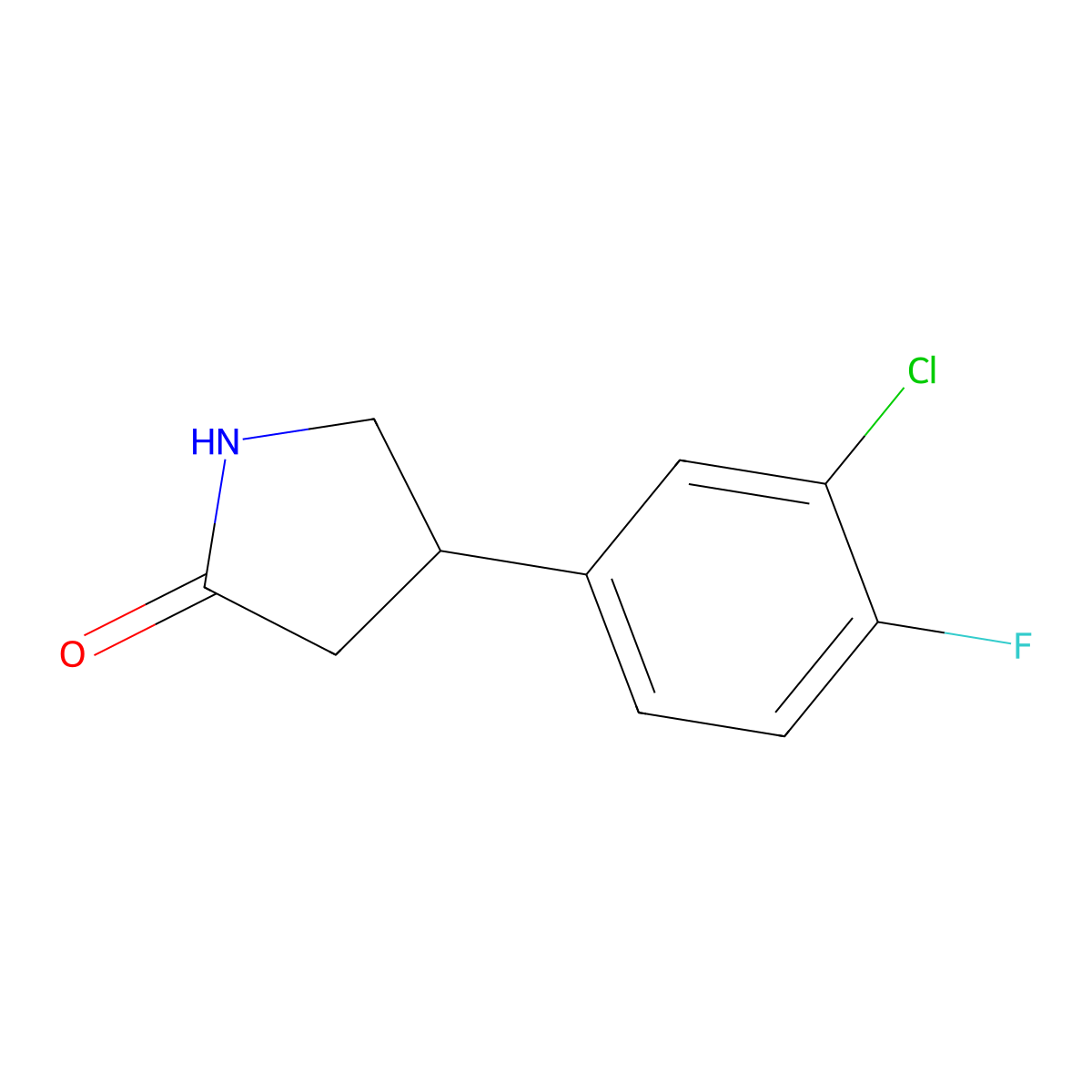 4-(3-Chloro-4-fluorophenyl)pyrrolidin-2-one molecular structure, CAS 1174935-60-4