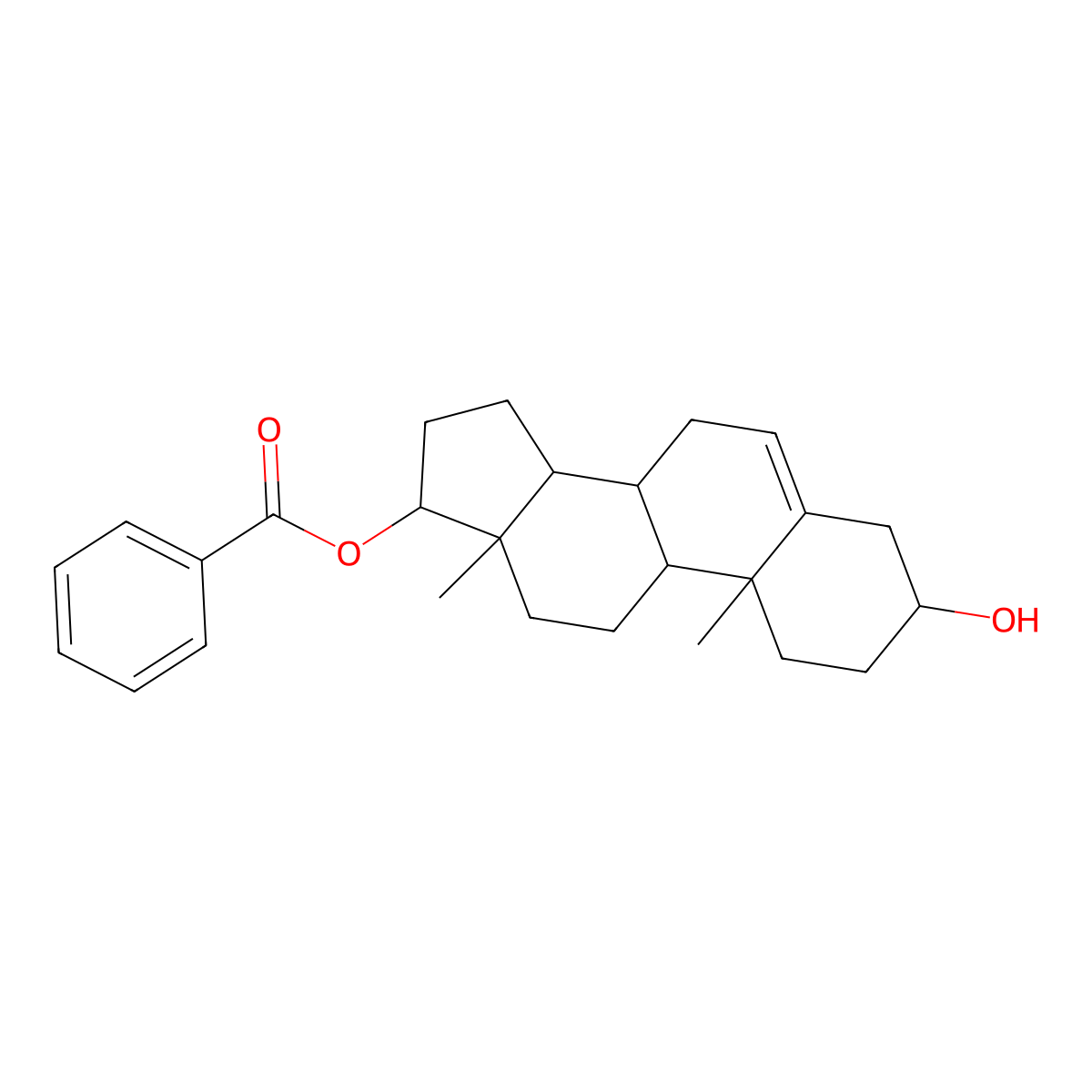 Androstenediol 17-benzoate molecular structure, CAS 1175-12-8