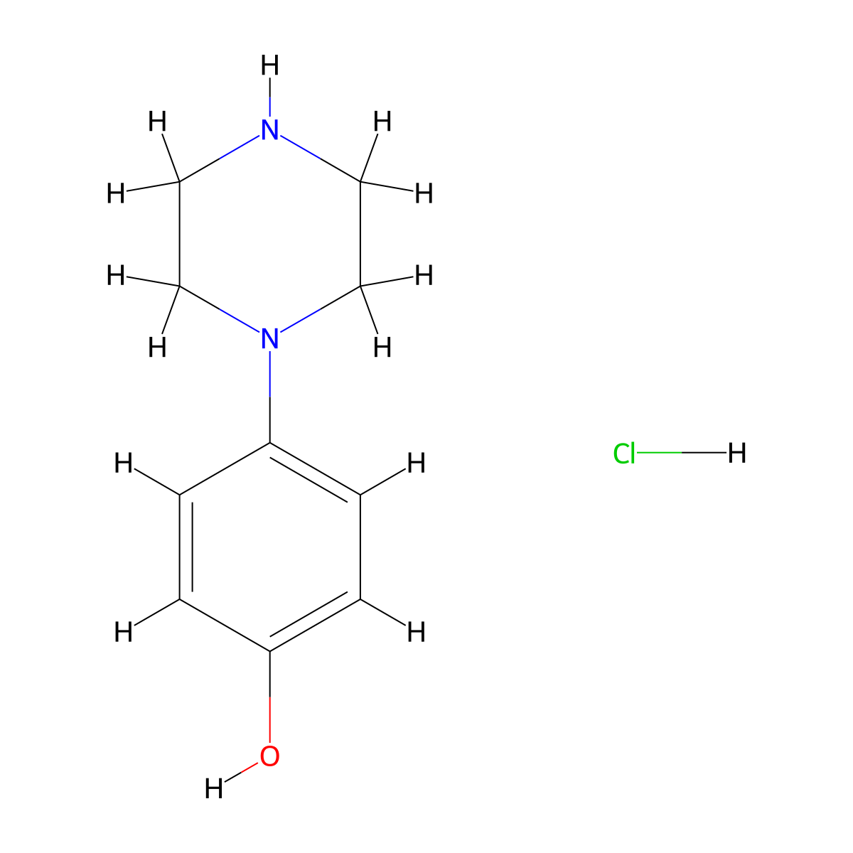 4-(Piperazin-1-yl)phenol hydrochloride molecular structure, CAS 1175036-51-7