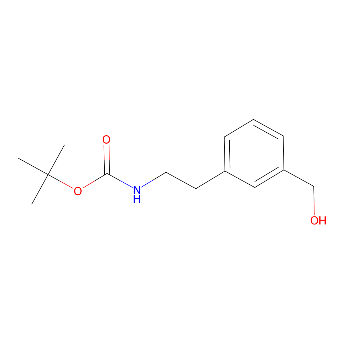 Tert-butyl 3-(hydroxymethyl)phenethylcarbamate molecular structure, CAS 1175090-35-3