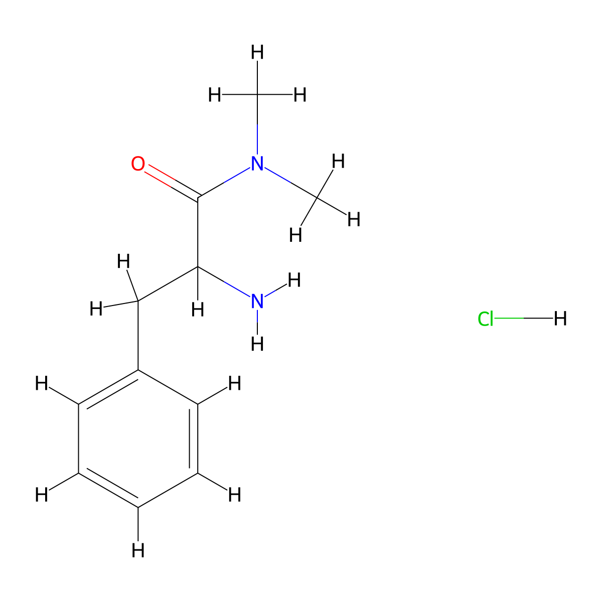 2-Amino-N,N-dimethyl-3-phenylpropanamide hydrochloride molecular structure, CAS 1175090-79-5