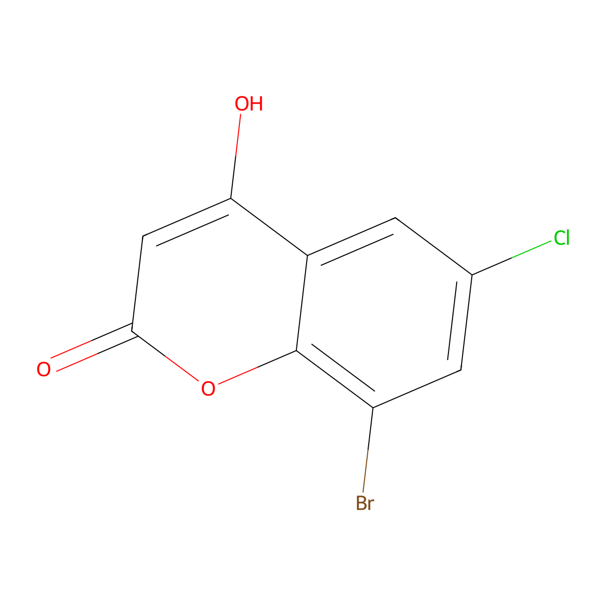 8-Bromo-6-chloro-4-hydroxy-2H-1-benzopyran-2-one molecular structure, CAS 1175095-14-3