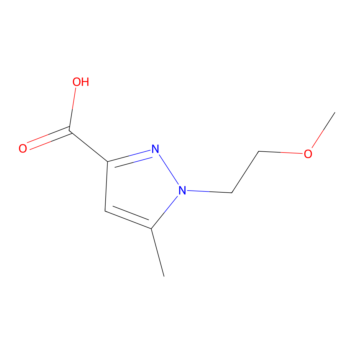 1-(2-Methoxyethyl)-5-methyl-1H-pyrazole-3-carboxylic acid molecular structure, CAS 1175127-14-6