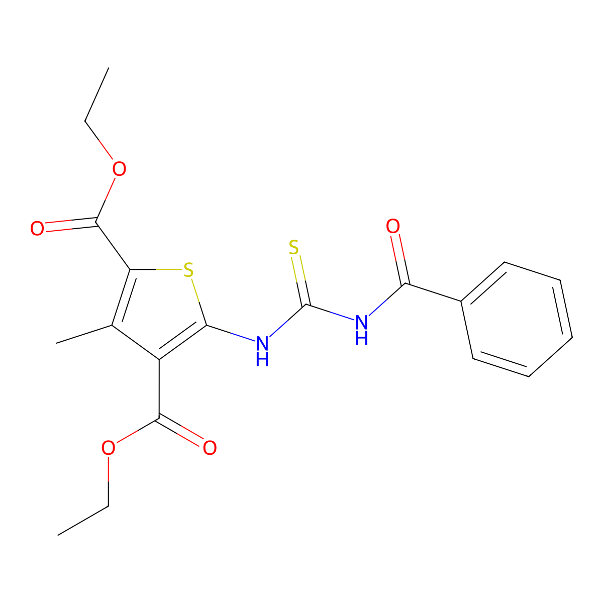 2,4-Diethyl 3-methyl-5-{[(phenylformamido)methanethioyl]amino}thiophene-2,4-dicarboxylate molecular structure, CAS 117516-89-9