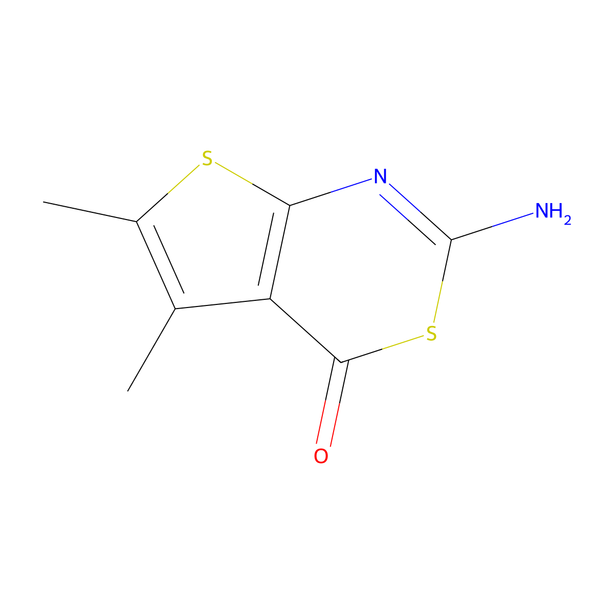 4H-Thieno[2,3-d][1,3]thiazin-4-one, 2-amino-5,6-dimethyl- molecular structure, CAS 117516-92-4