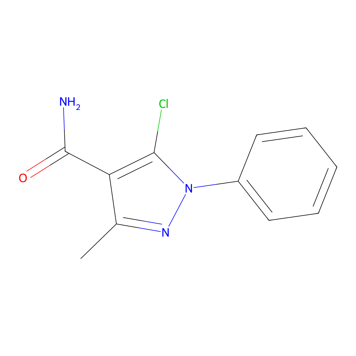 5-chloro-3-methyl-1-phenyl-1H-pyrazole-4-carboxamide molecular structure, CAS 117518-83-9